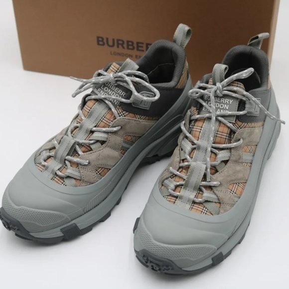 Burberry Men's Arthur Check Gray Canvas/Suede Sneakers 9 US (42 Eu) 8043864 - Picture 5 of 8